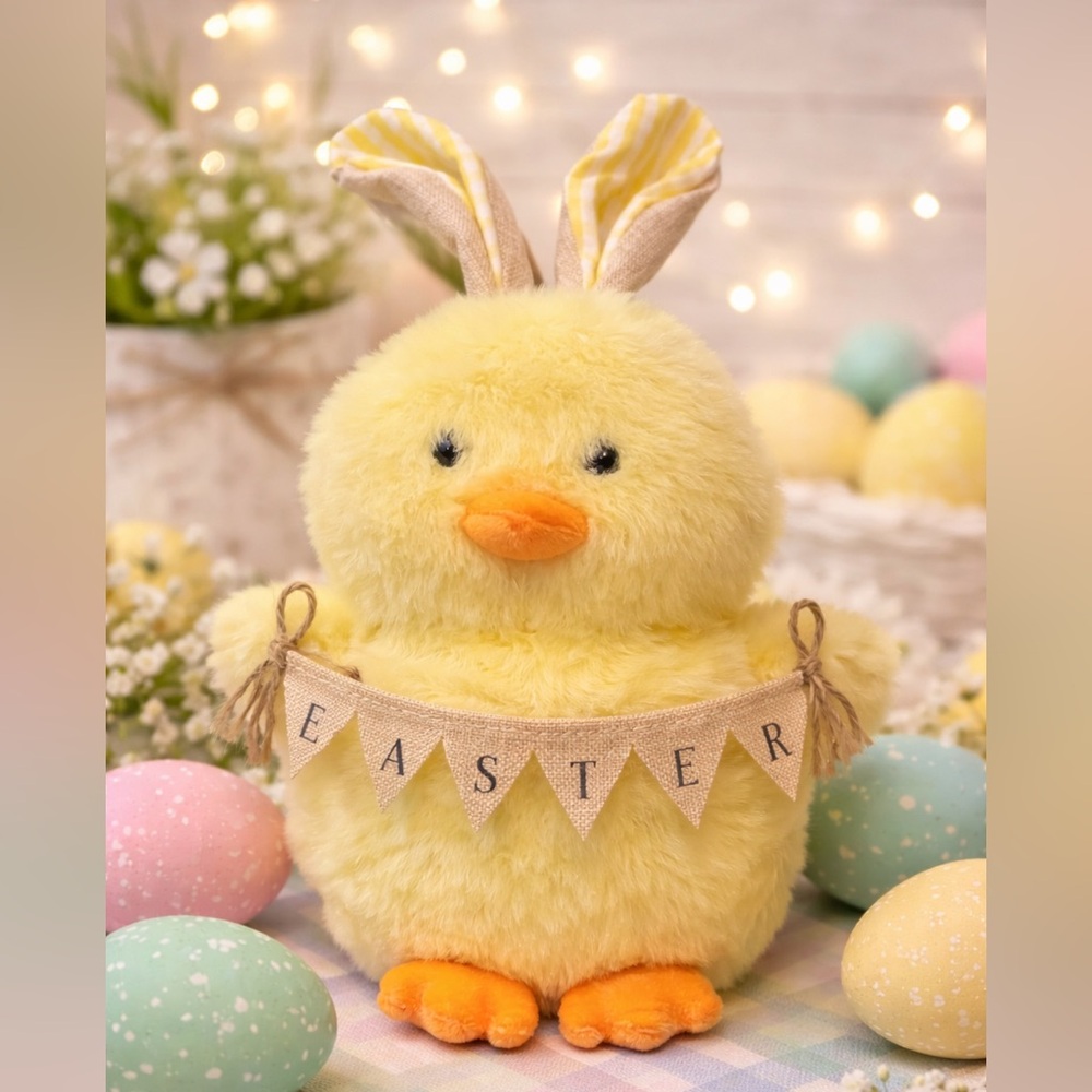 Rae Dunn Yellow Chick Plush with Bunny Ears